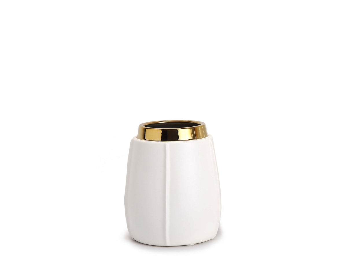 Vicar Vase - Small - White and Gold Ceramic