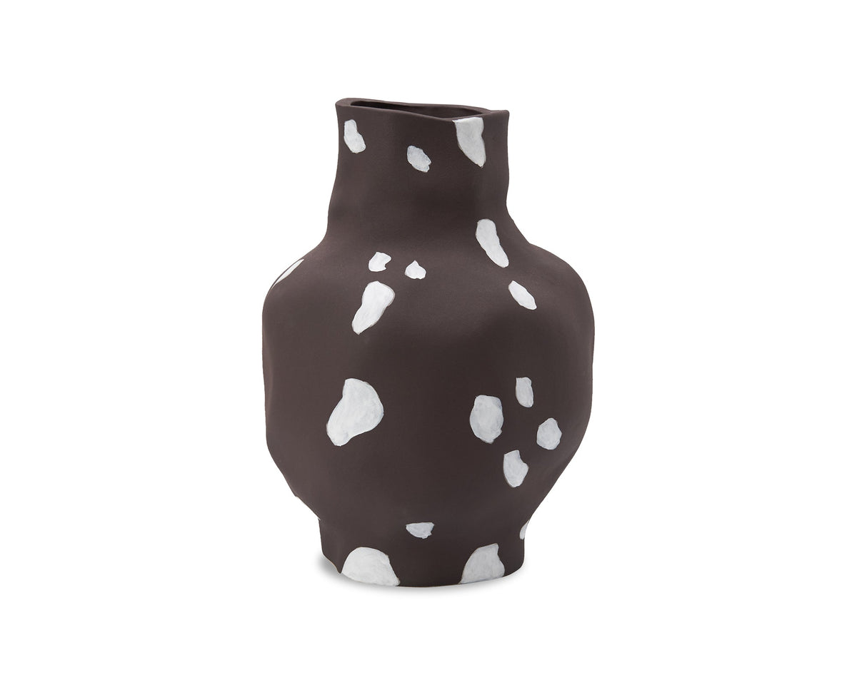 Bruno Ceramic Vase  -  Earth Brown/White