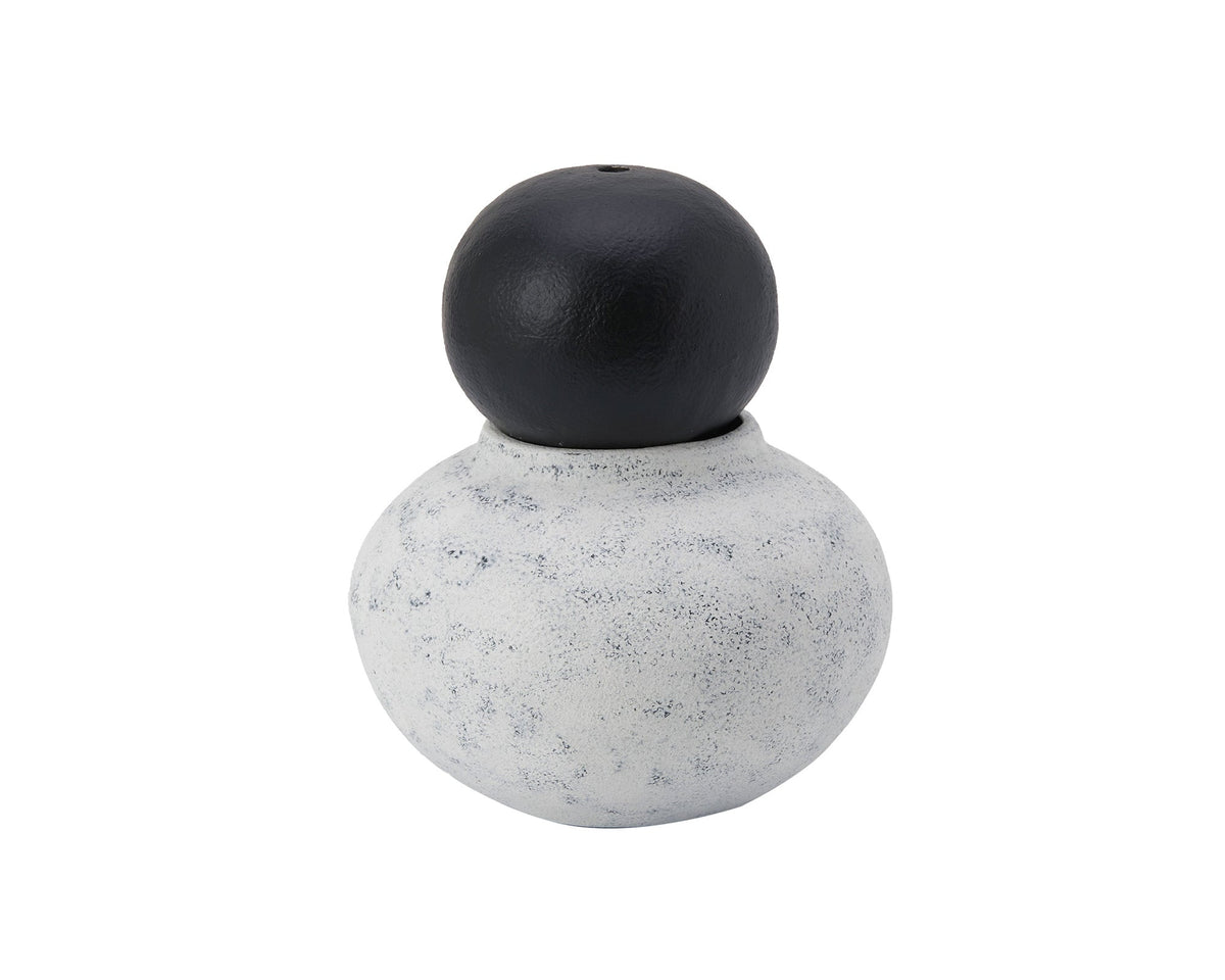 Testa Sculpture  -  White Black Ceramic