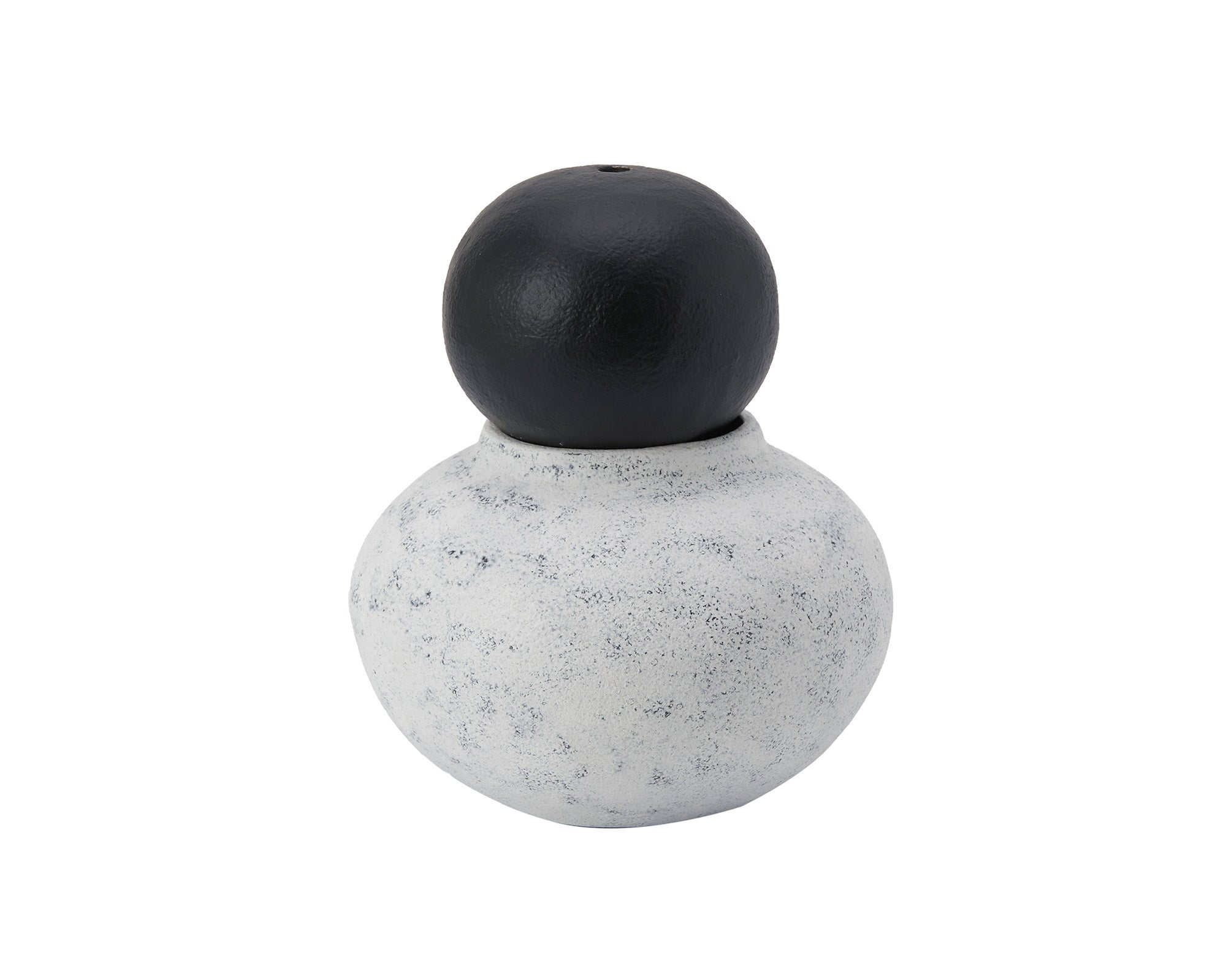 Testa Sculpture  -  White Black Ceramic