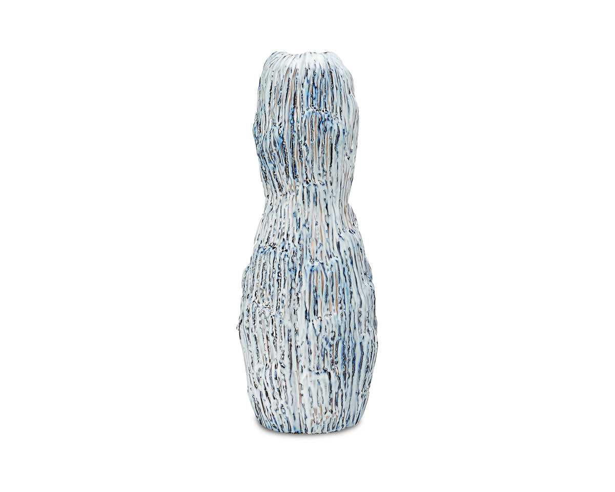 Lennon Large Ceramic Vase -  White and Blue