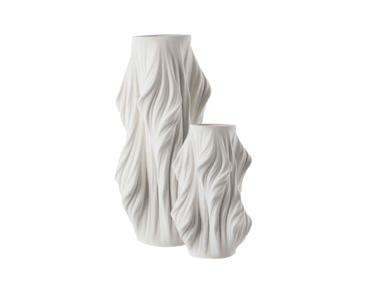Waven Vase Large  -  White 3D Printed Ceramic