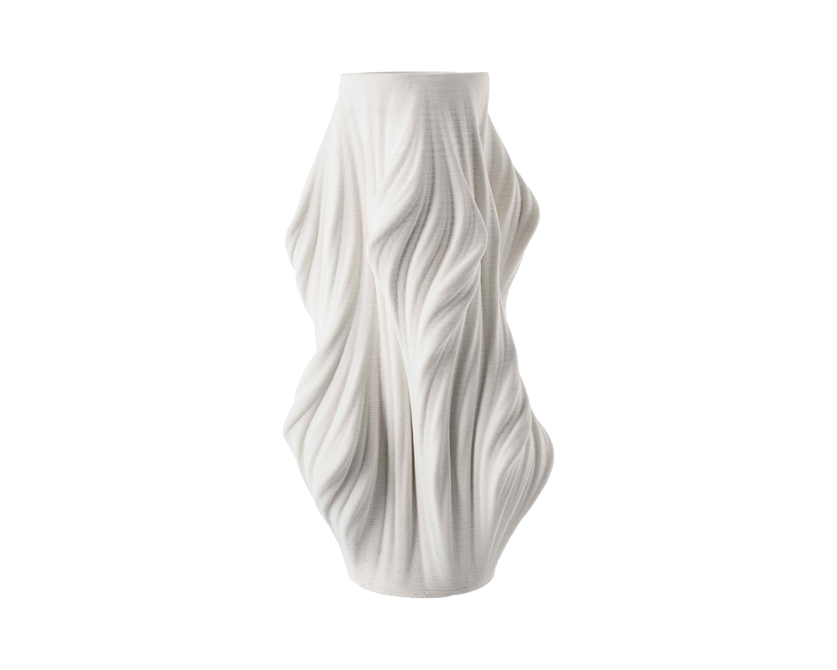 Waven Vase Large  -  White 3D Printed Ceramic