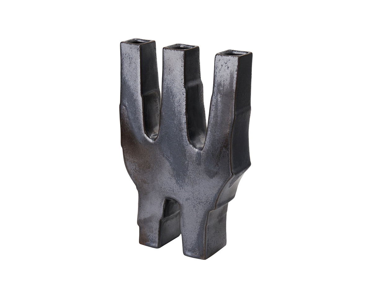 Leandri I Ceramic Vase  -  Dark Silver Grey