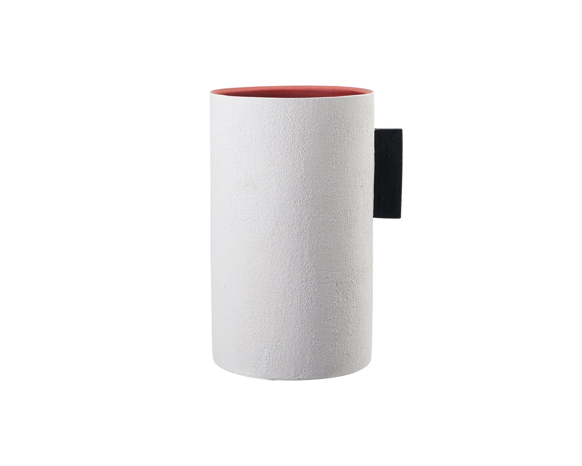 Santi II Ceramic Vase  -  White and Red