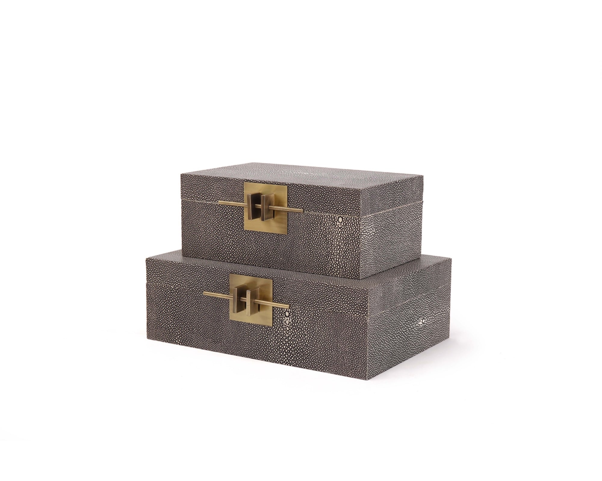 Aurello Boxes (set of 2) - Dark Grey Leather