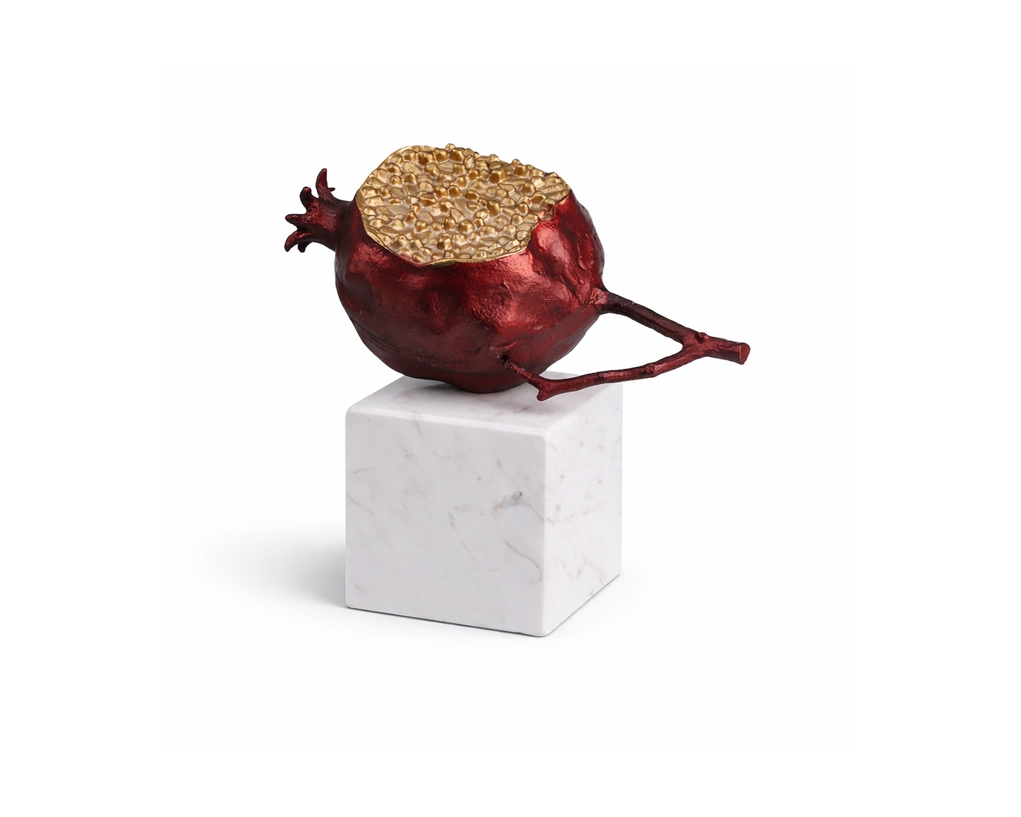 Orano Sculpture - Red Metal/White Marble