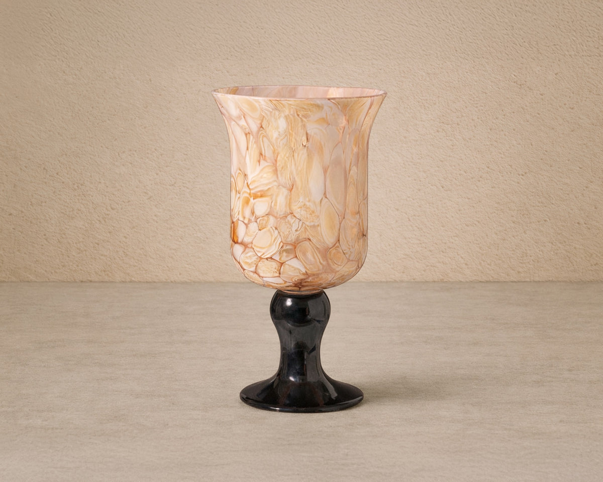 Fioria Vase - Light Yellow & Black Glass