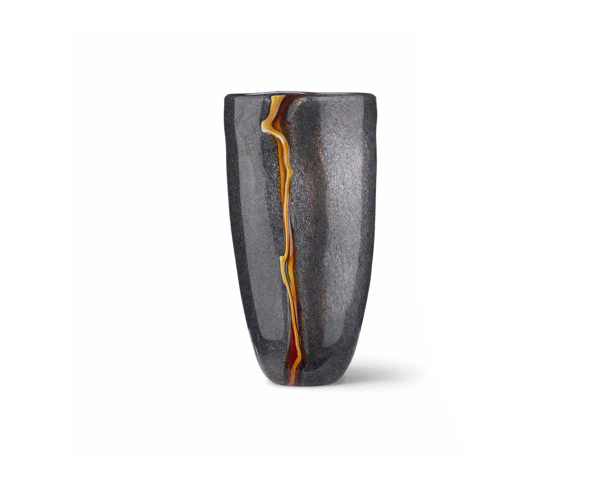 Cassiano Large Vase - Charcoal & Amber Veined Glass