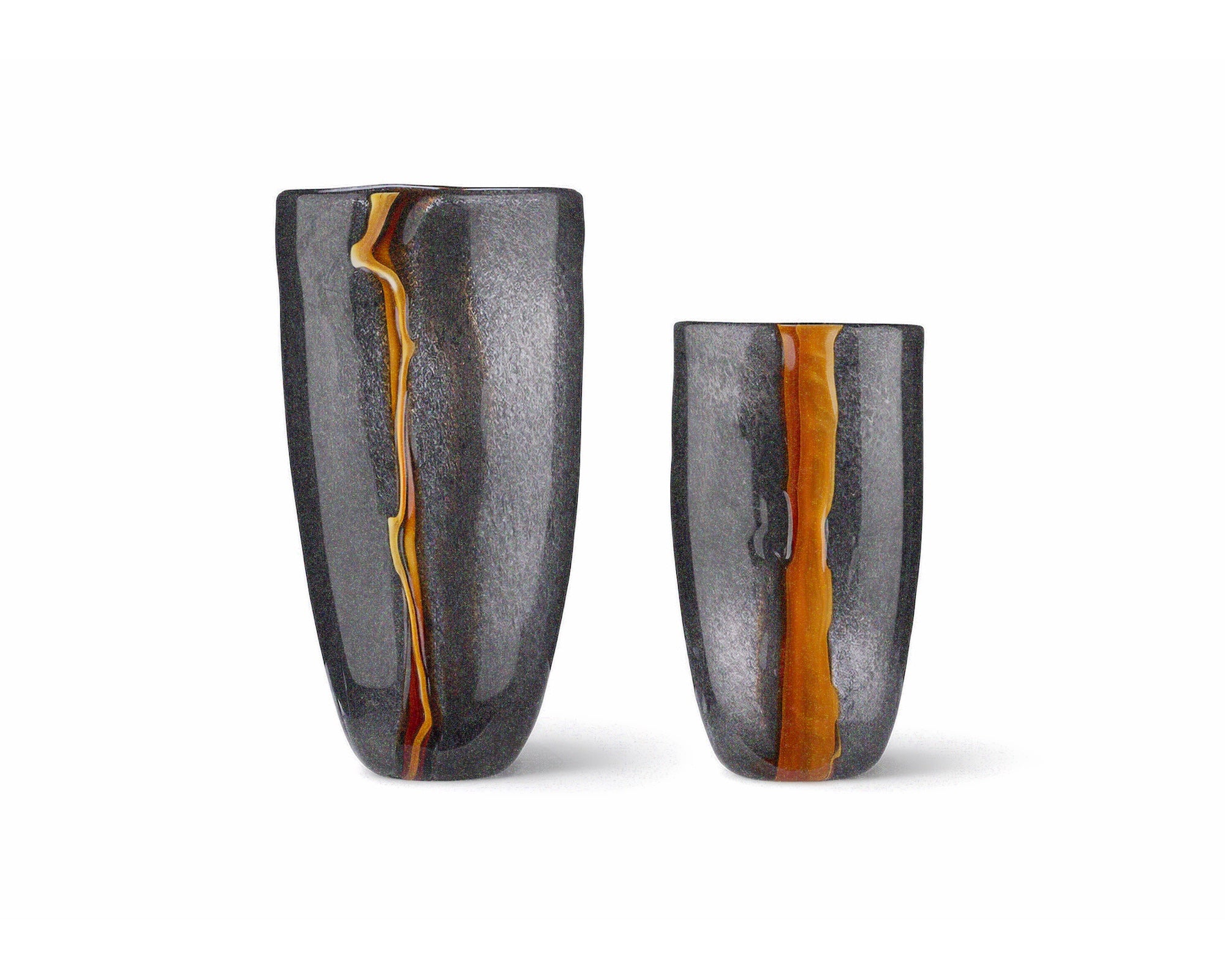 Cassiano Small Vase - Charcoal & Amber Veined Glass