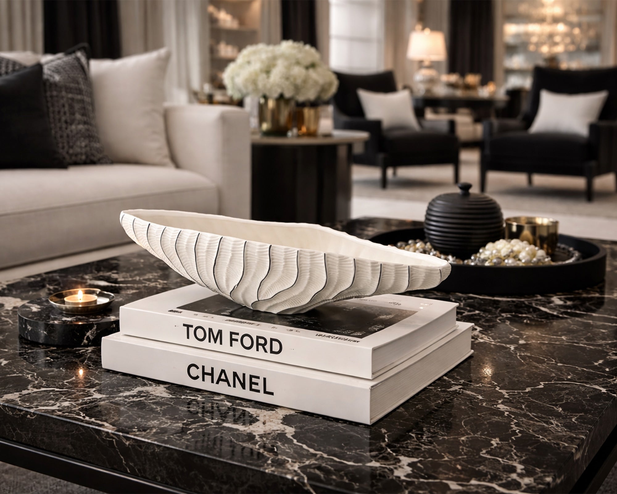 Ardessa Bowl - White/Black Ceramic