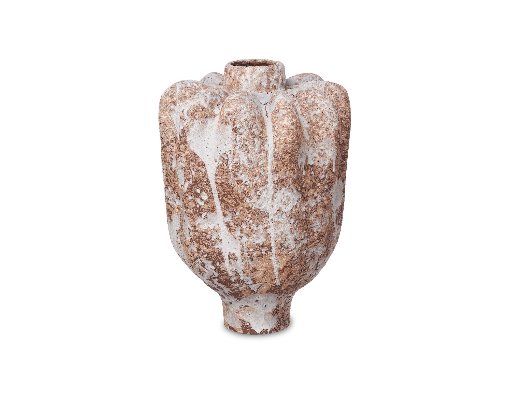 Sorello Vase - White/Brown Ceramic