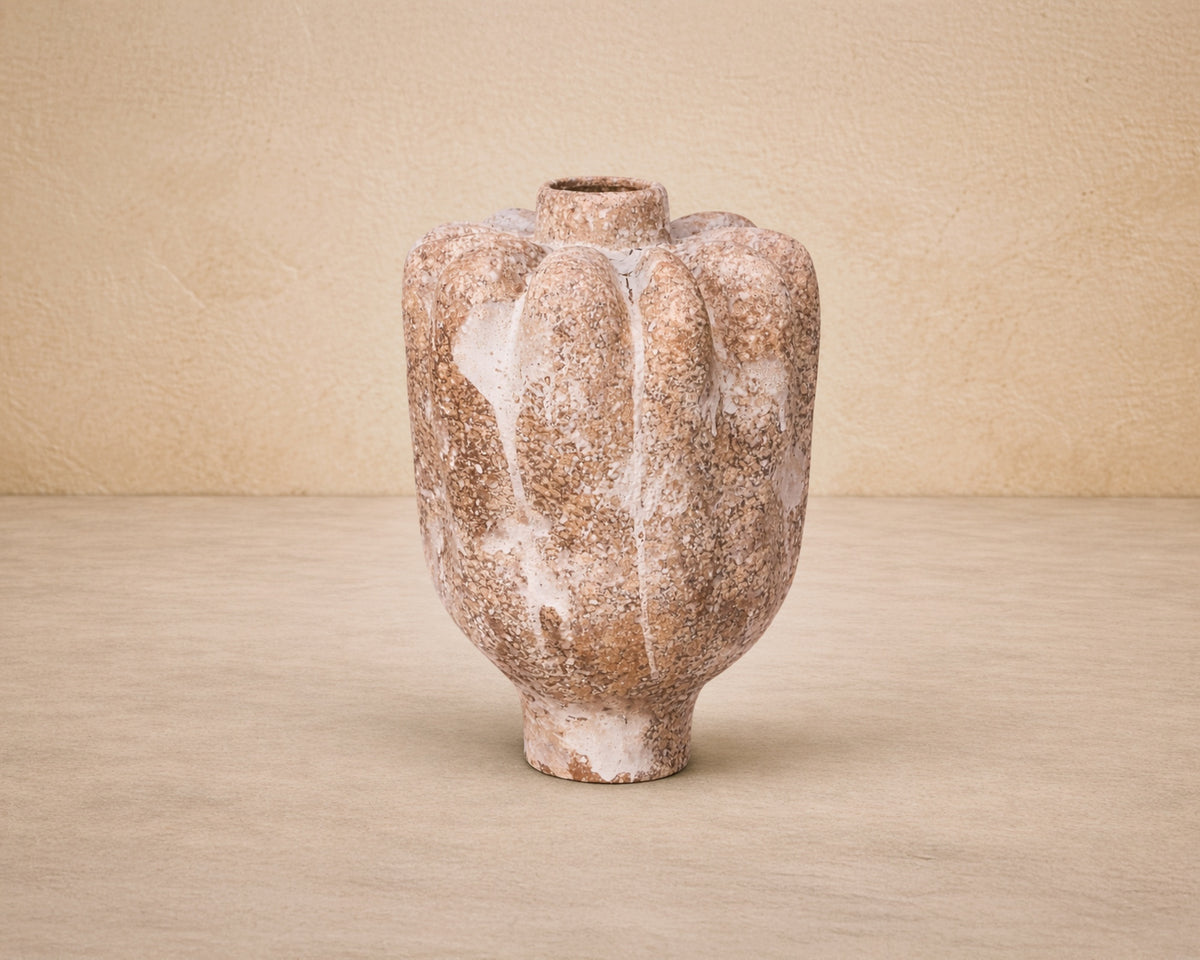 Sorello Vase - White/Brown Ceramic