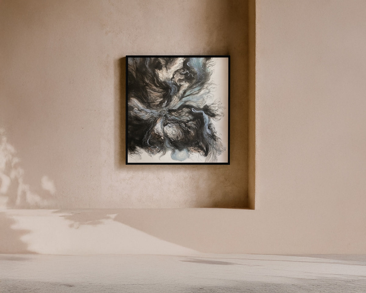 Caldera Oil Painting - Hand Painted/Black Wood Frame