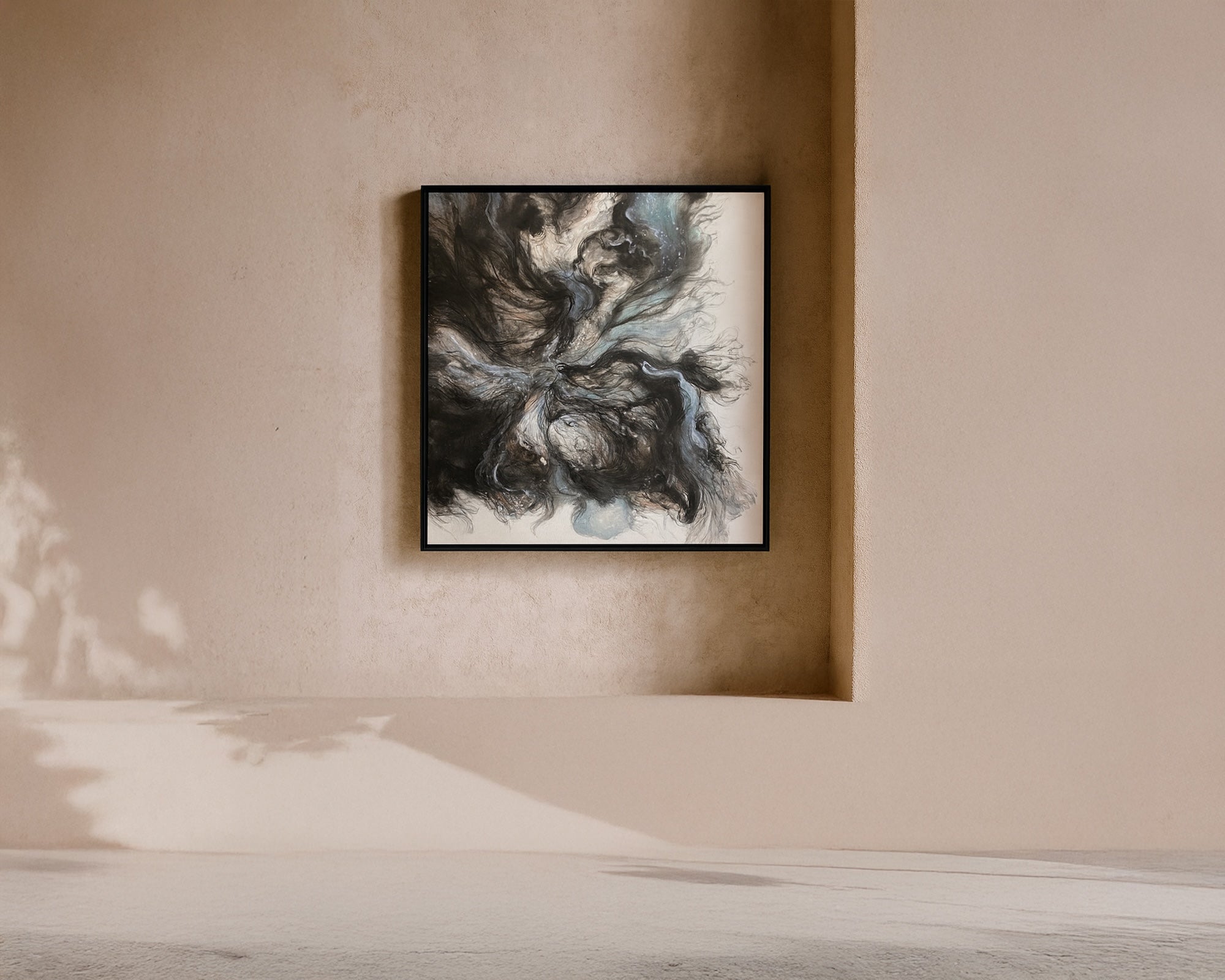 Caldera Oil Painting - Hand Painted/Black Wood Frame