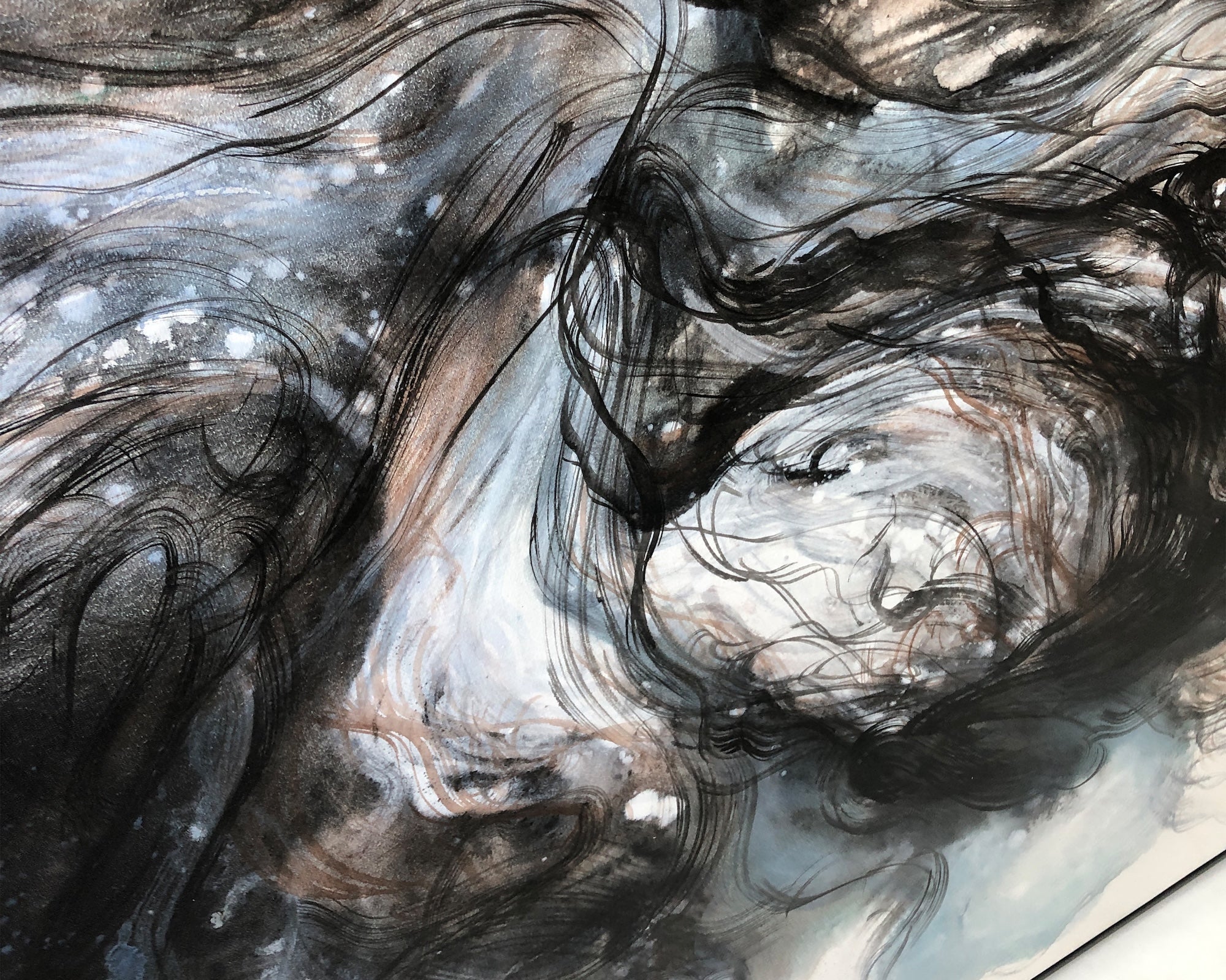 Caldera Oil Painting - Hand Painted/Black Wood Frame