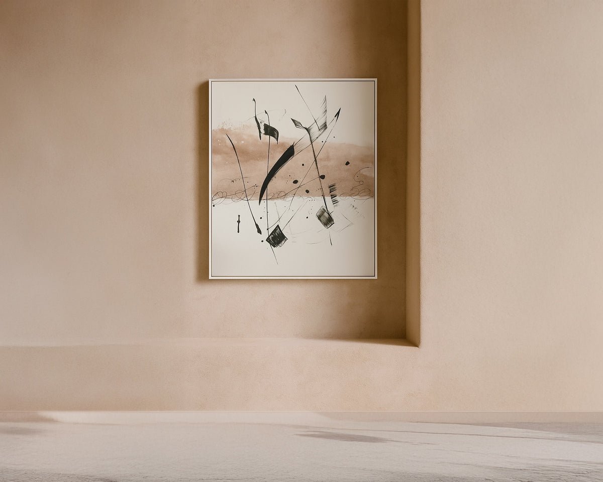 Monochord Oil Painting - Hand Painted/White Wood Frame