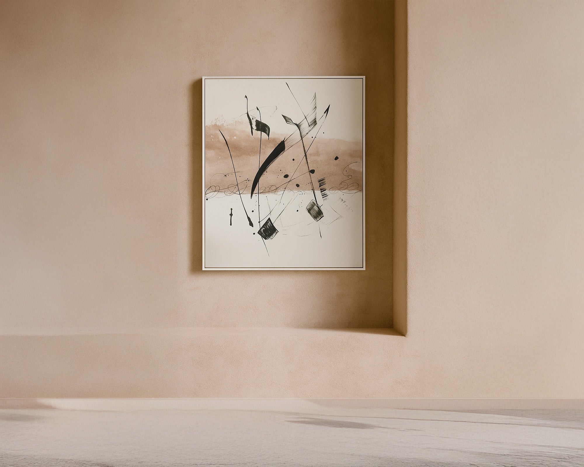 Monochord Oil Painting - Hand Painted/White Wood Frame