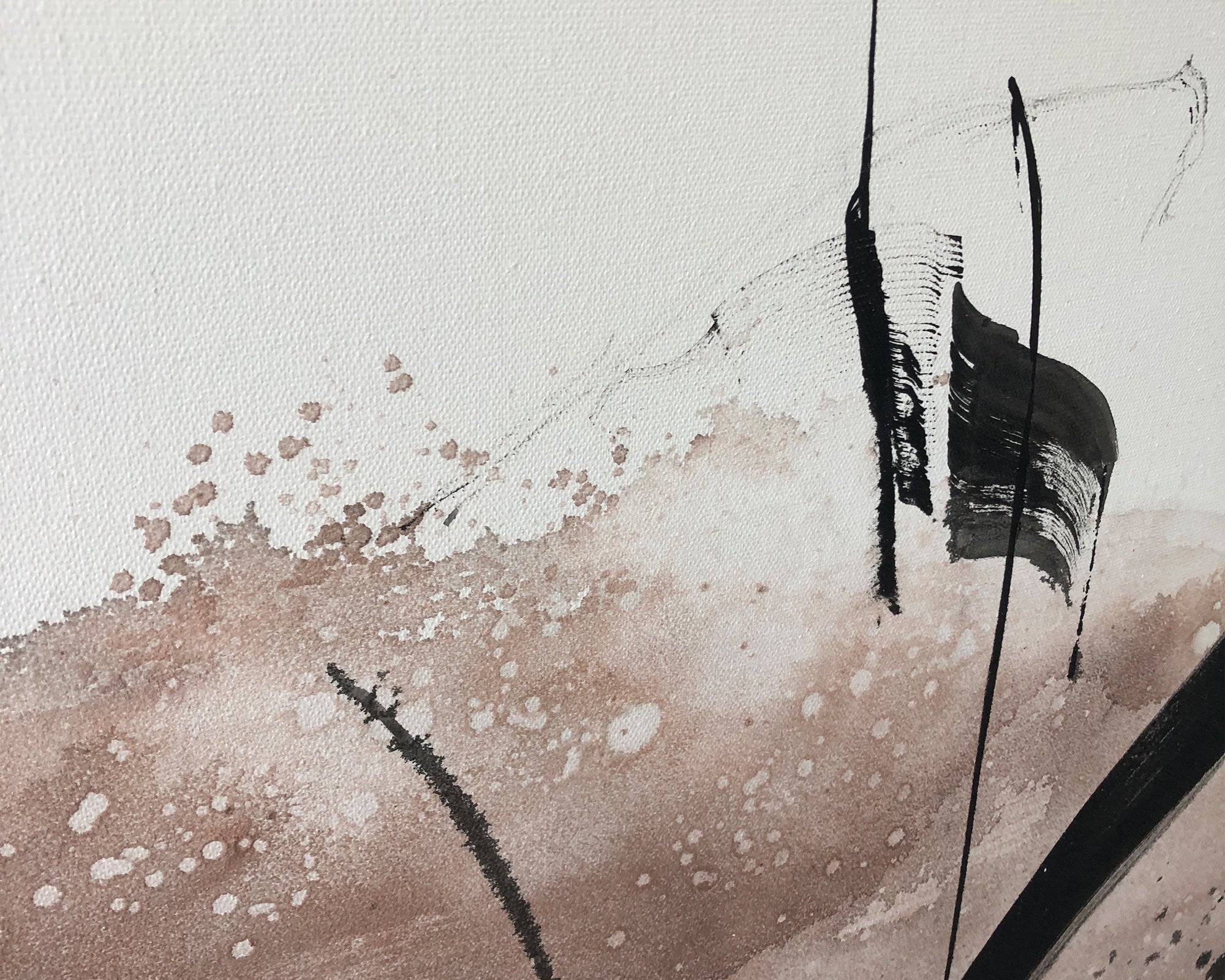 Monochord Oil Painting - Hand Painted/White Wood Frame