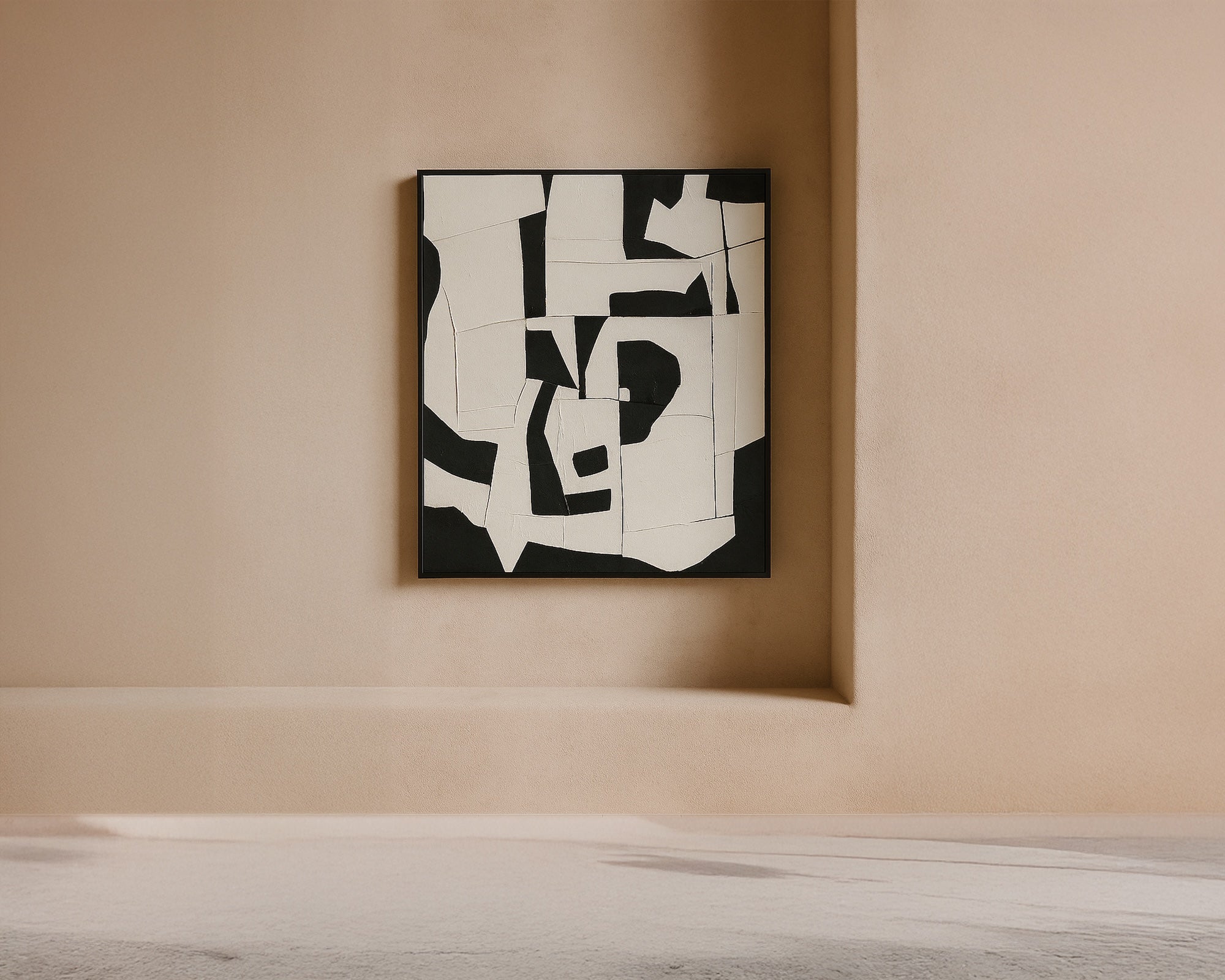 Parallax Oil Painting -  Hand Painted/Black Wood Frame