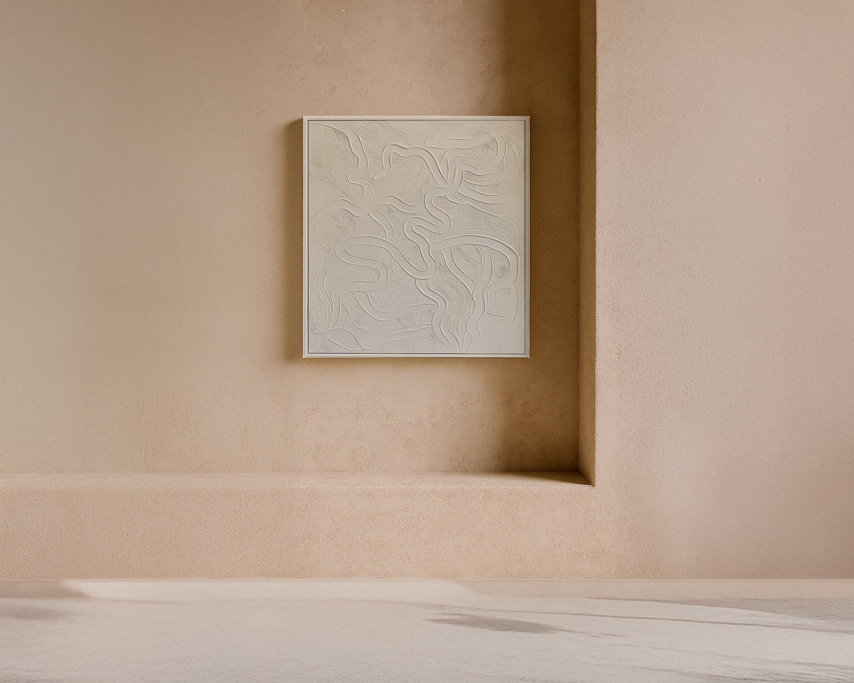 Serene Oil Painting - Hand Painted/White Wood Frame