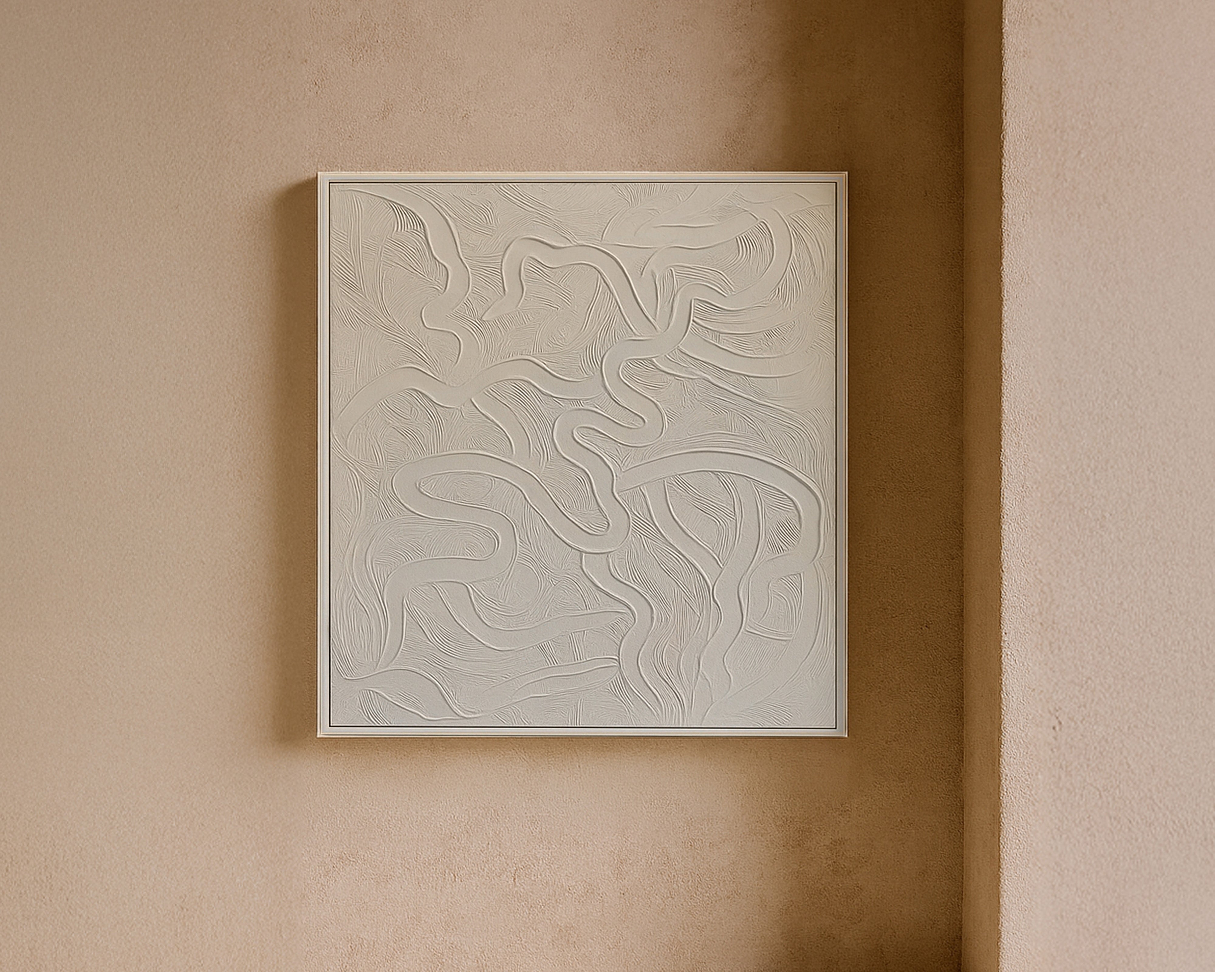 Serene Oil Painting - Hand Painted/White Wood Frame