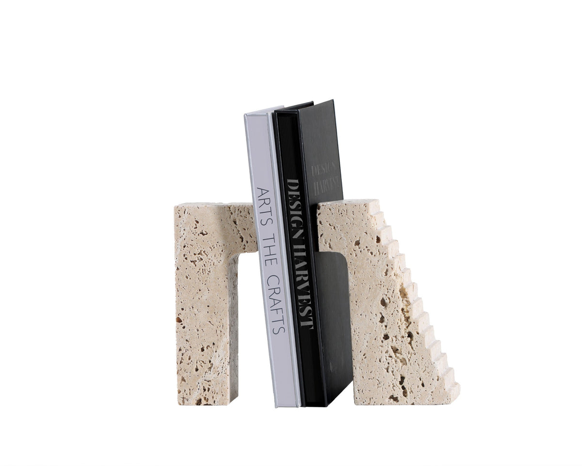 Minack Marble Bookends - Stone beige marble