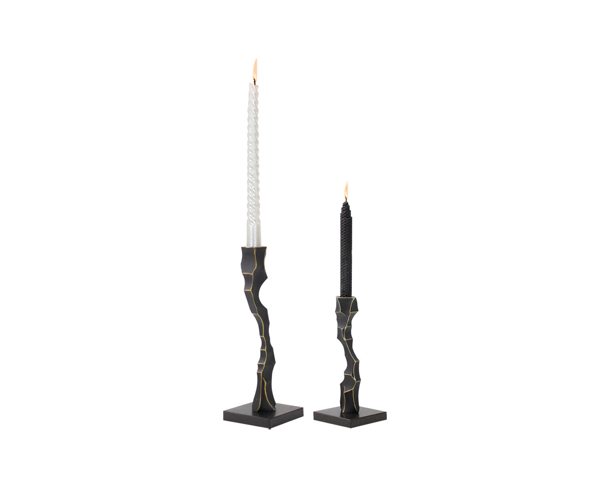 Storm Candlestick Small - Black Marble