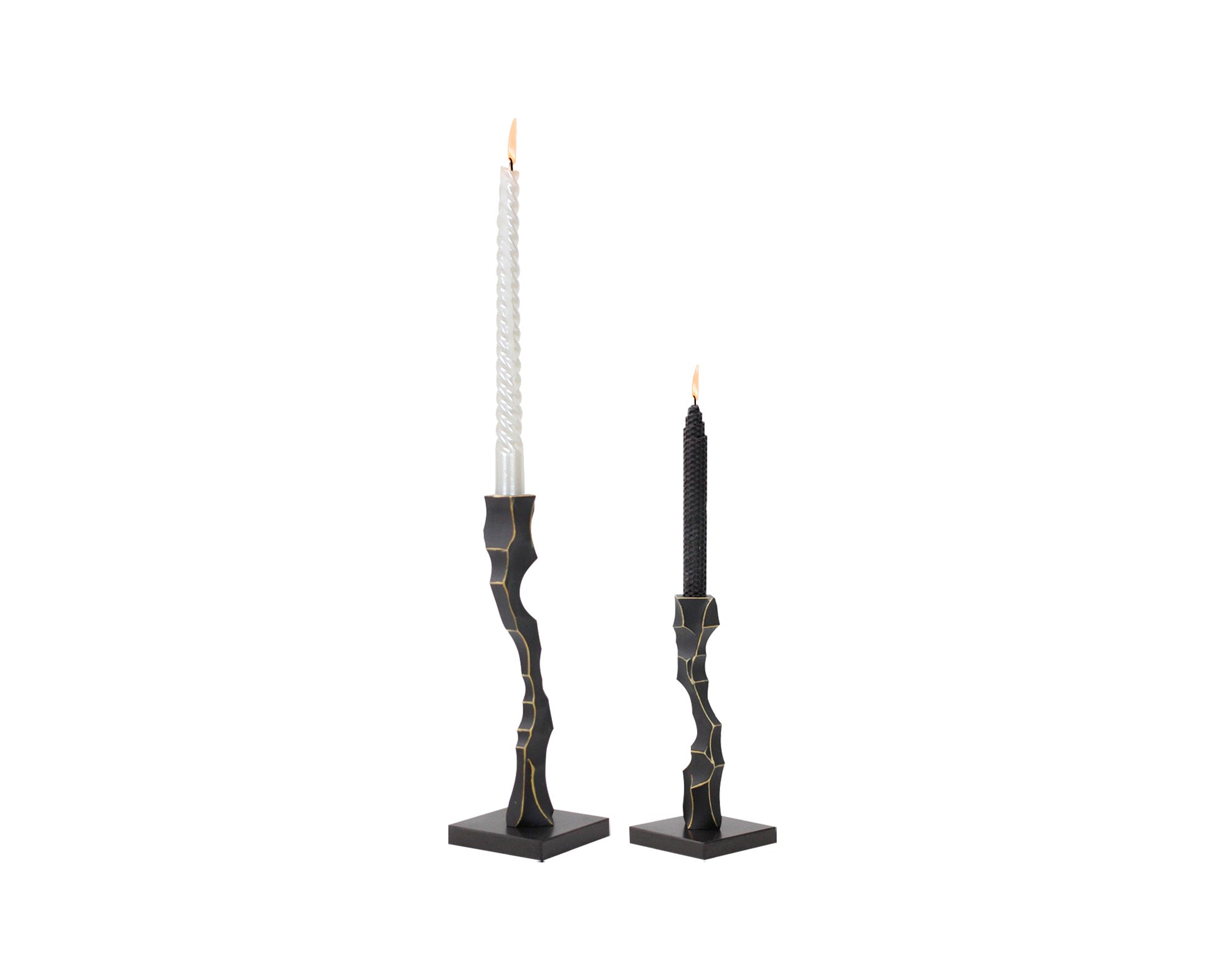 Storm Candlestick Small - Black Marble