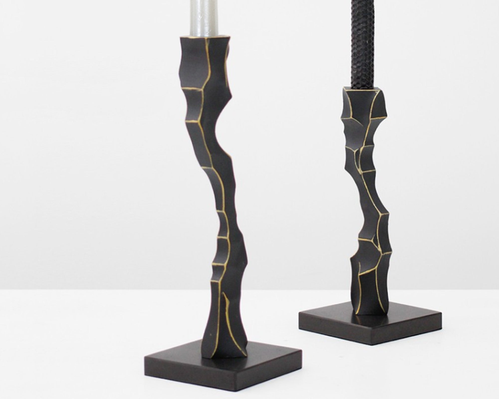 Storm Candlestick Small - Black Marble