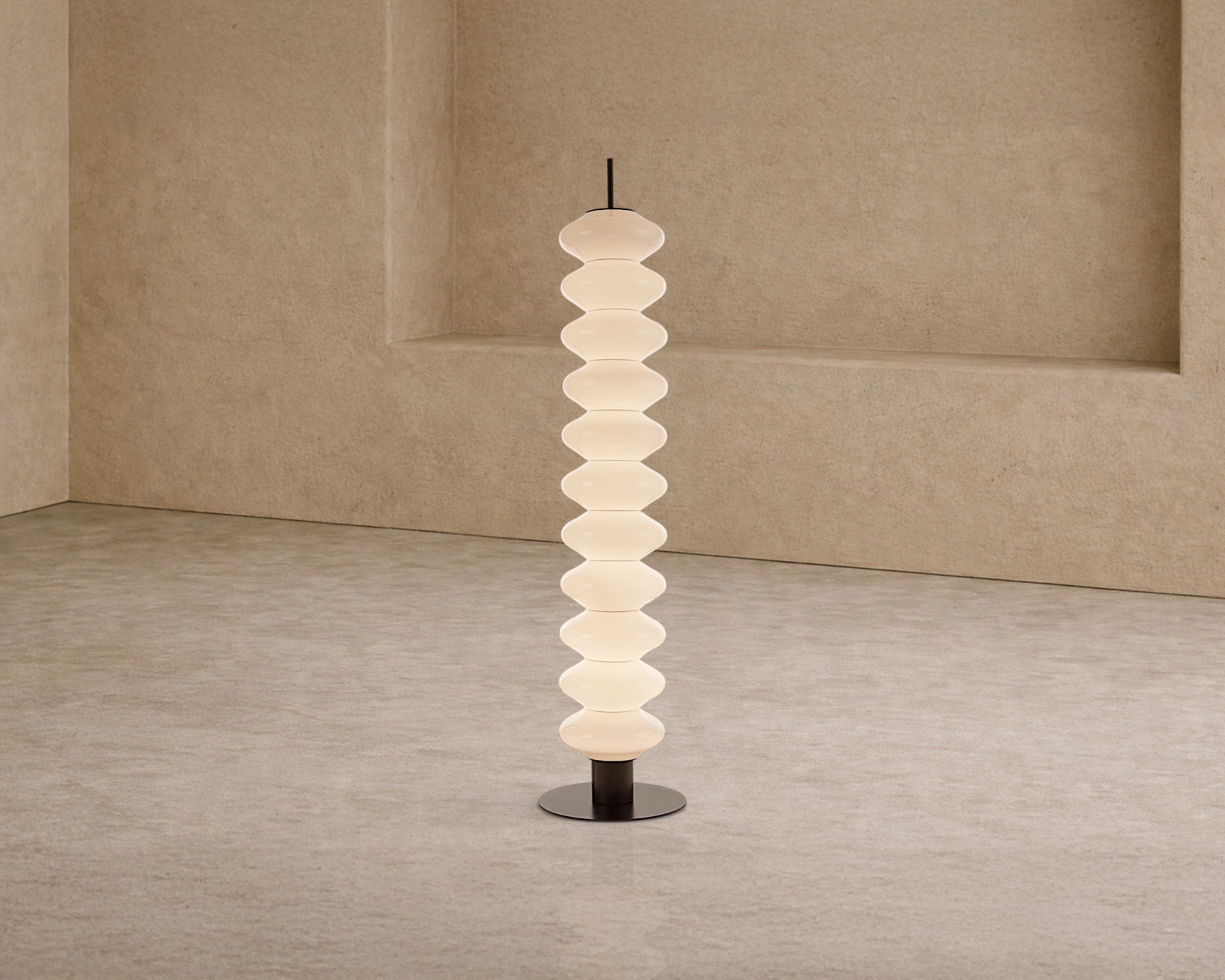 Jana Floor Lamp - Glass, Black Iron Base
