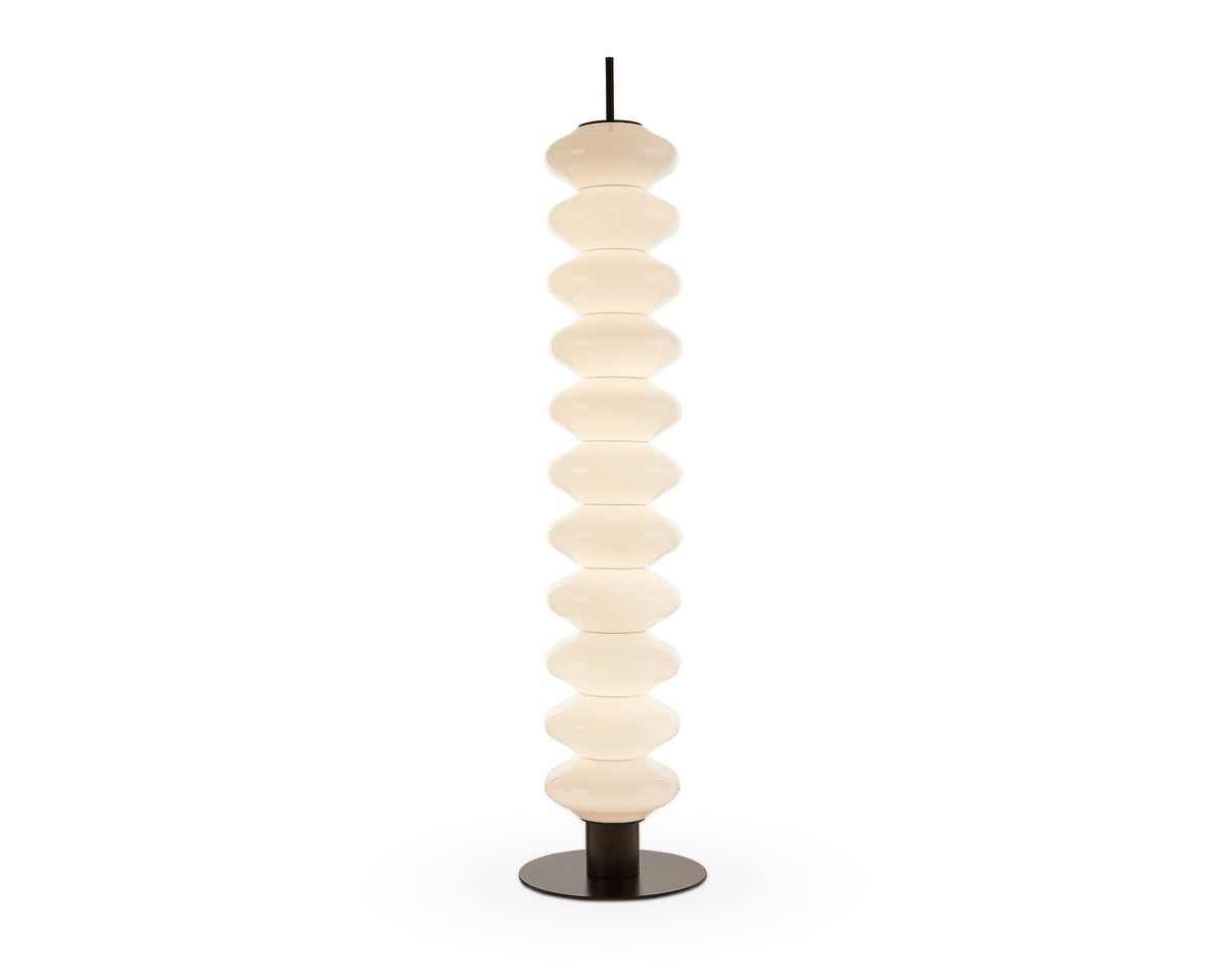 Jana Floor Lamp  - Glass, Black Iron Base