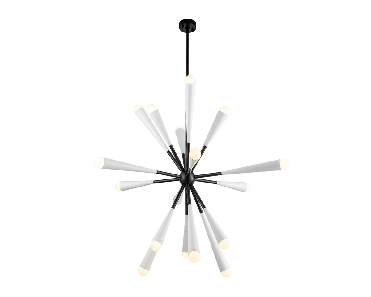Pheonix Pendant Lamp - Matt White Steel, White Glass