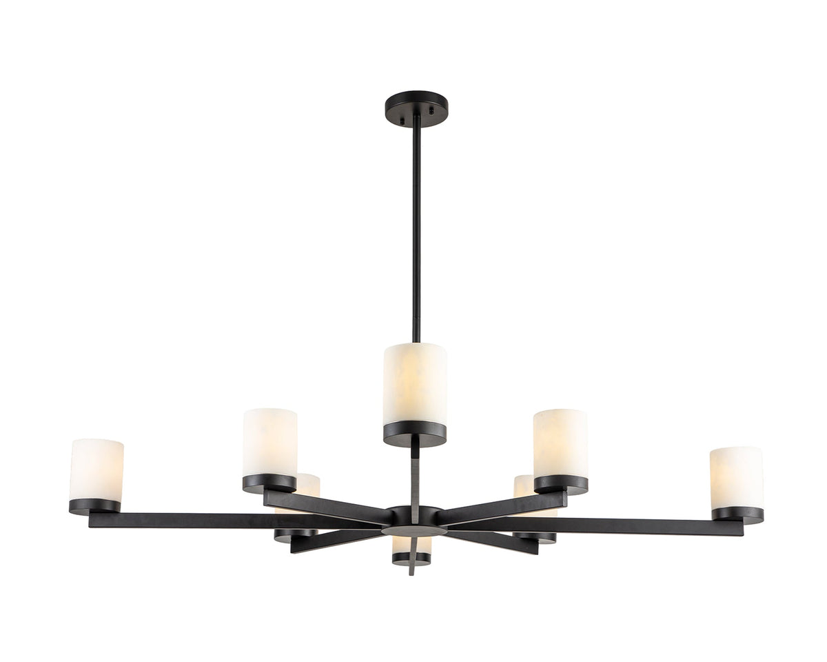 Olina Pendant Lamp - Matt Black, White Alabaster