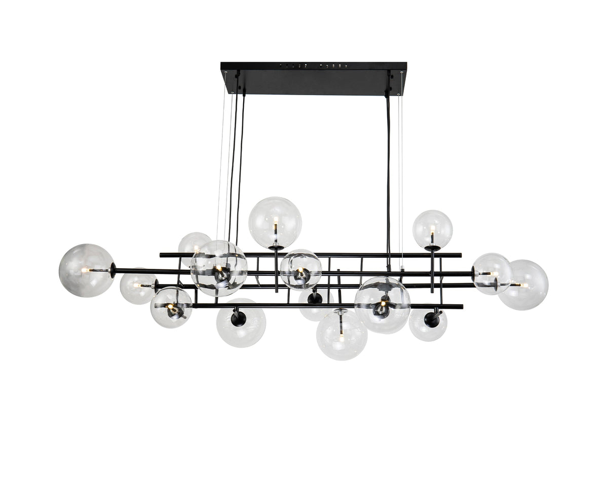 Icardi Pendant Lamp  - Matt Black, Clear Glass