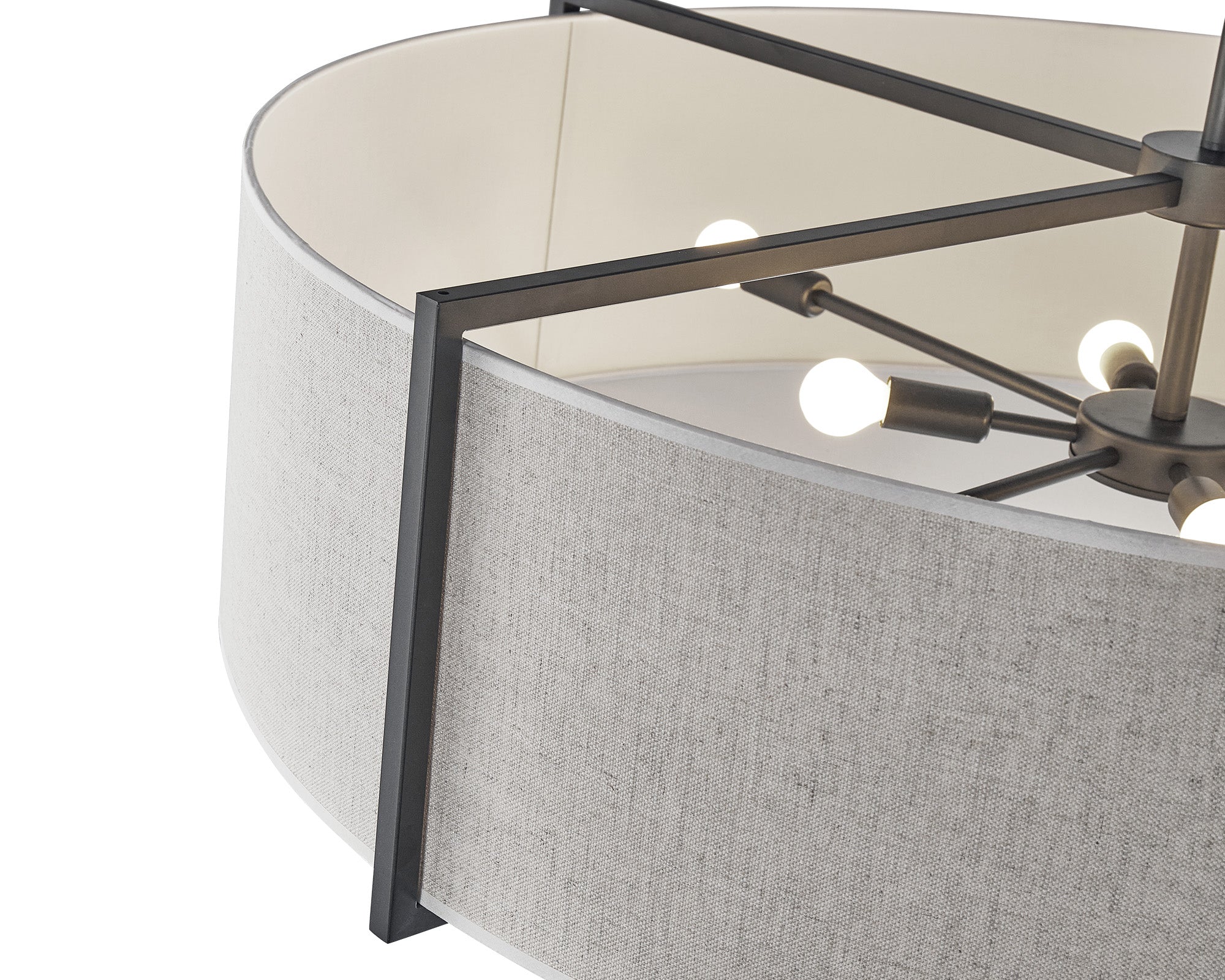 Sanderson Pendant Lamp Large - Linen & Matt Black