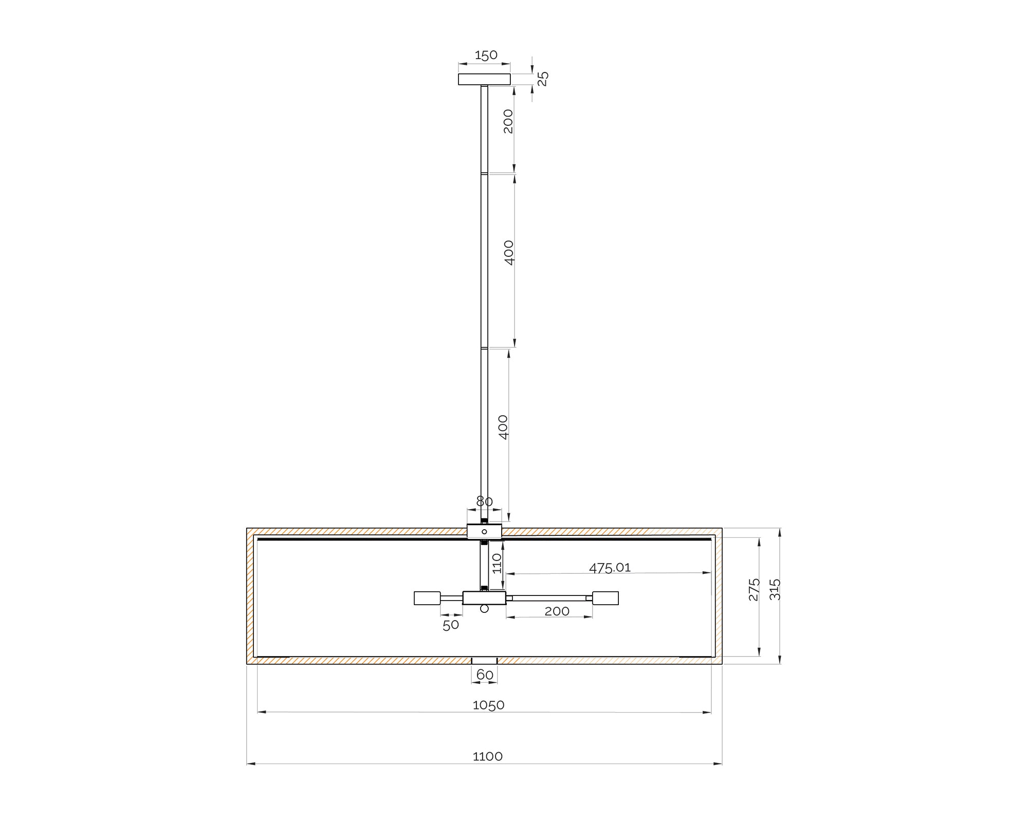Sanderson Pendant Lamp Large - Linen & Matt Black