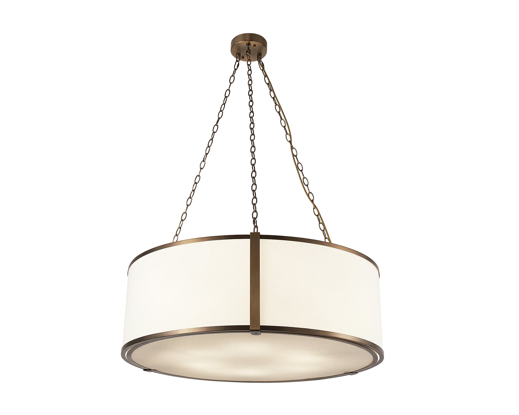 Baltimore Pendant Lamp  -  Antique Brass & White Linen