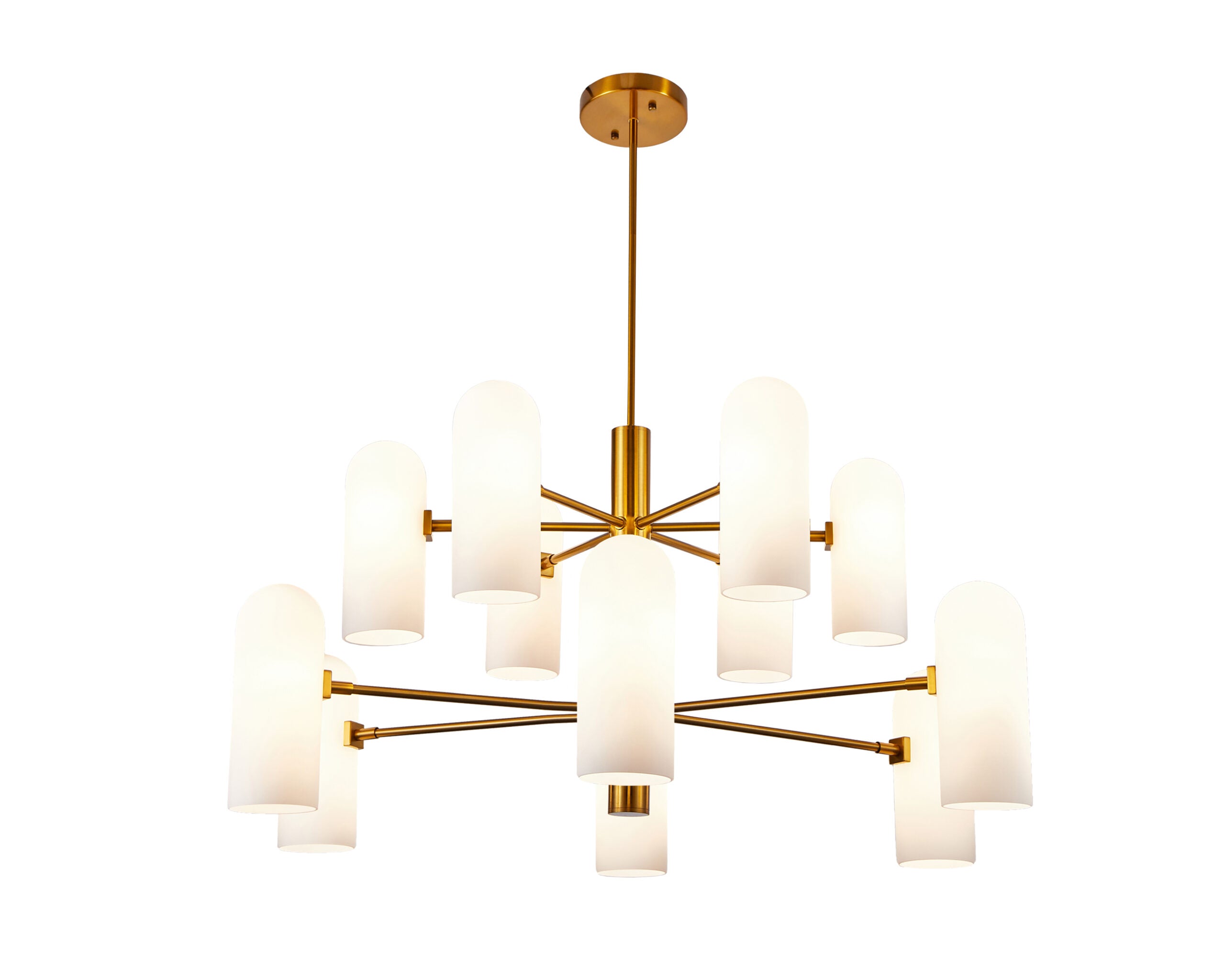 Pawson Chandelier - Brass & White Glass