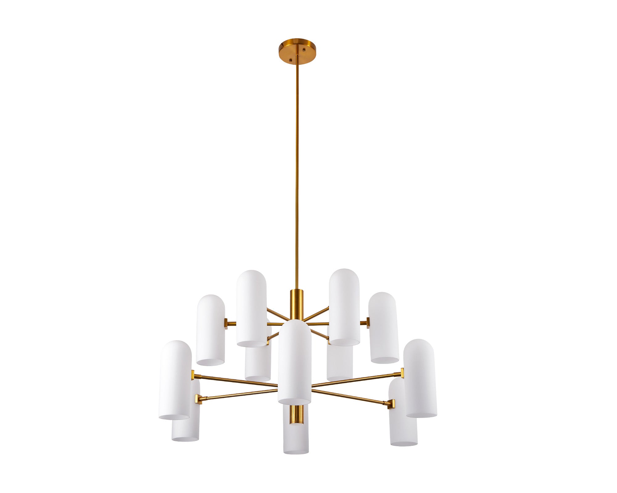 Pawson Chandelier - Brass & White Glass