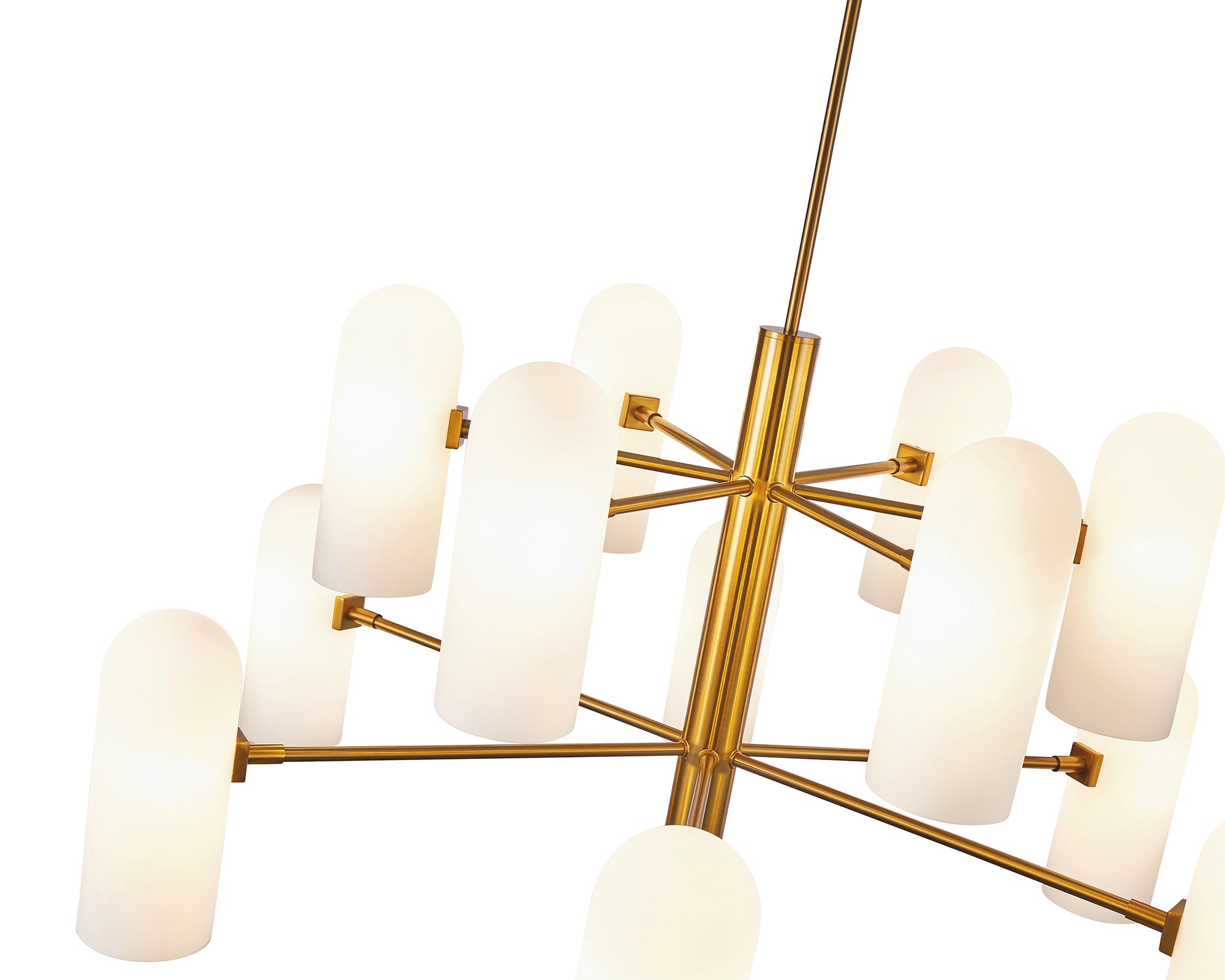 Pawson Chandelier - Brass & White Glass
