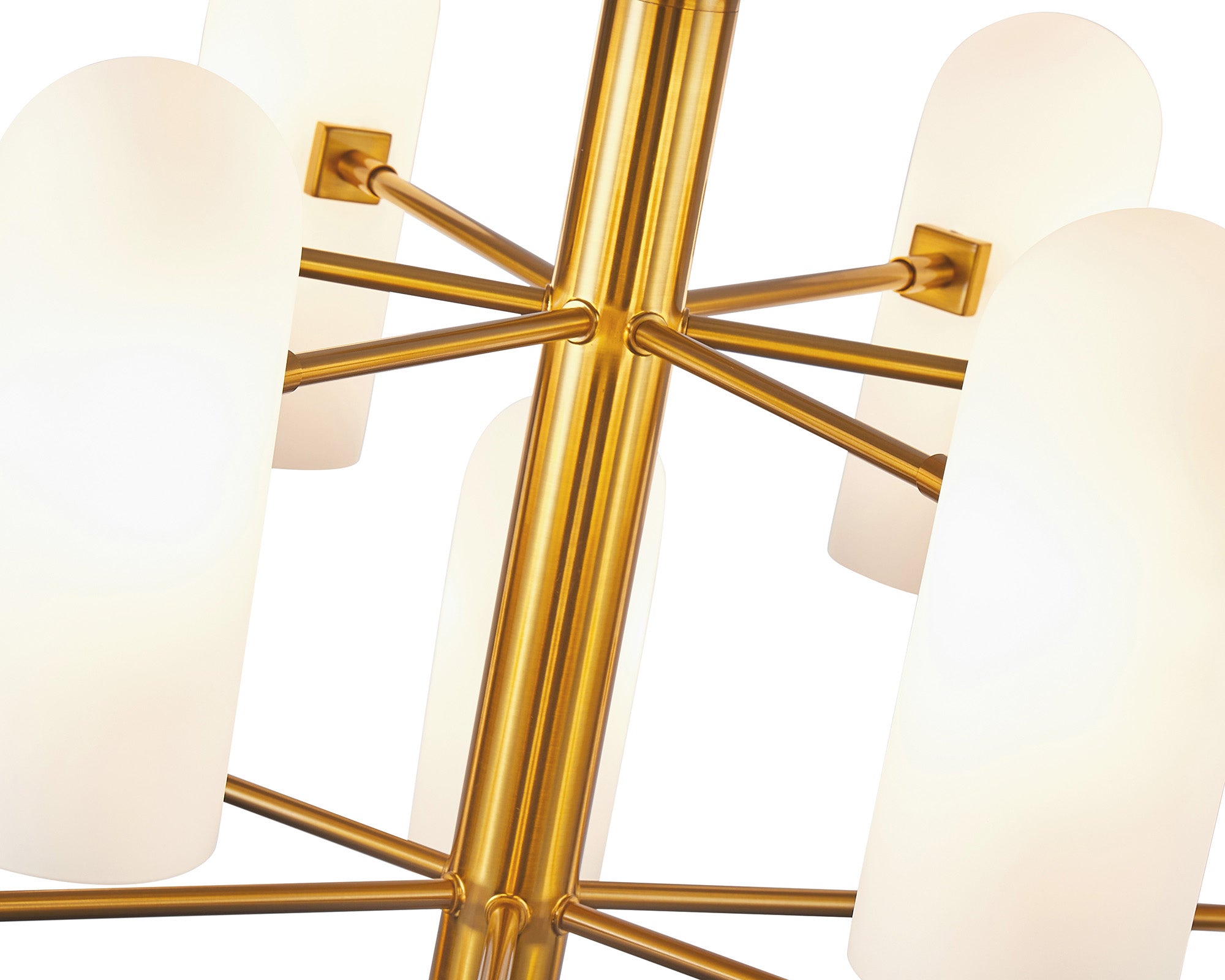Pawson Chandelier - Brass & White Glass
