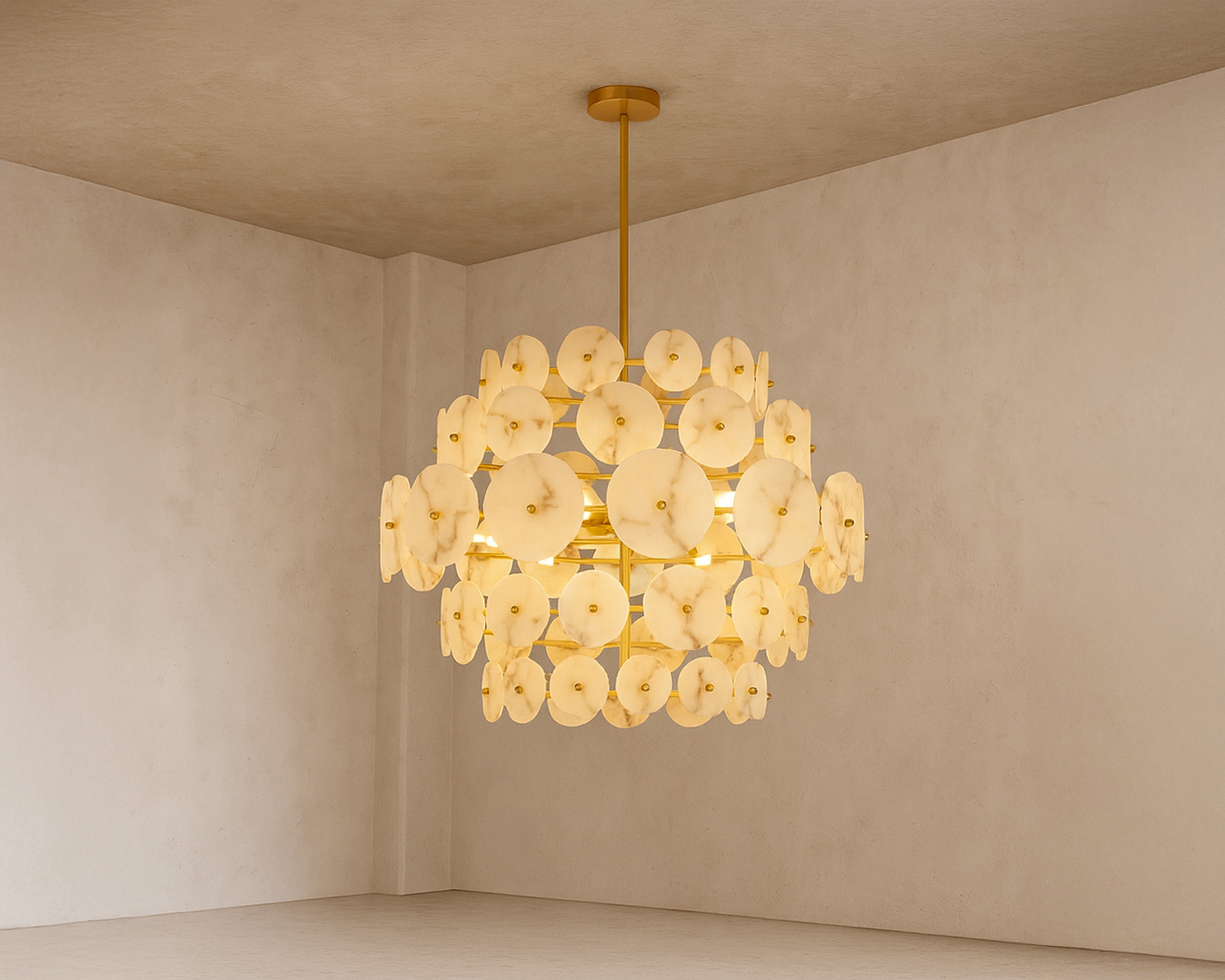 Momo Chandelier - Antique Brass & Alabaster Effect | Liang & Eimil
