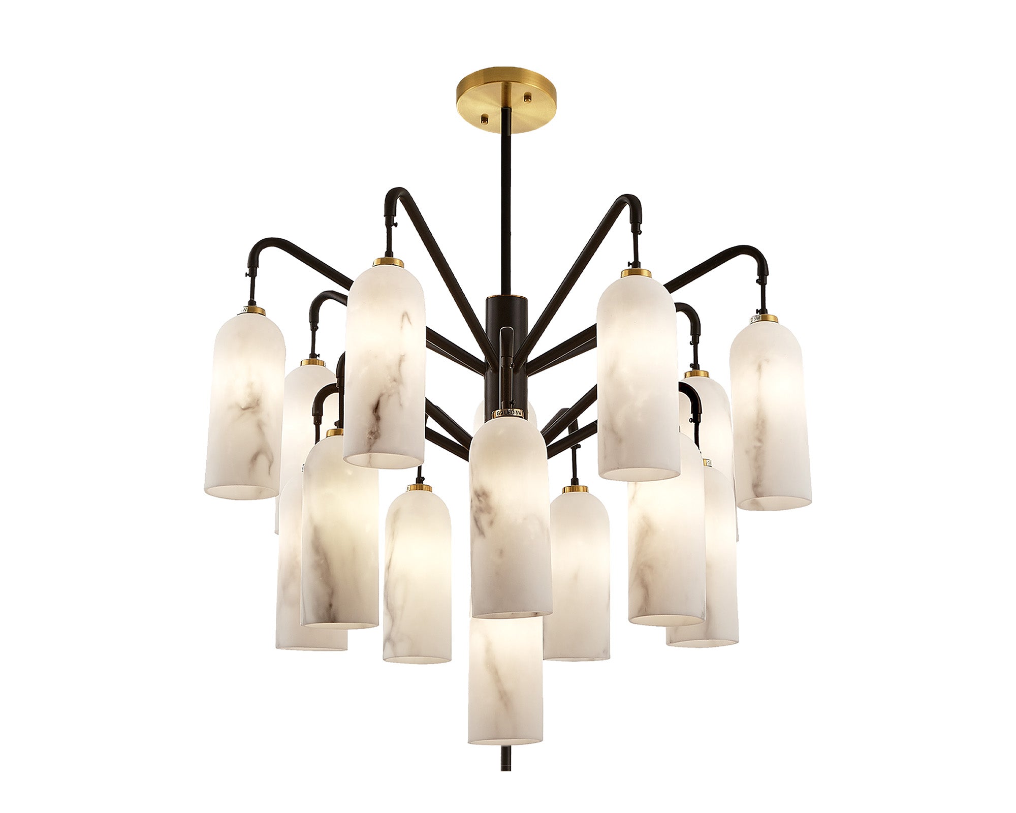 Amatti Chandelier  -   Alabaster, Black & Brass