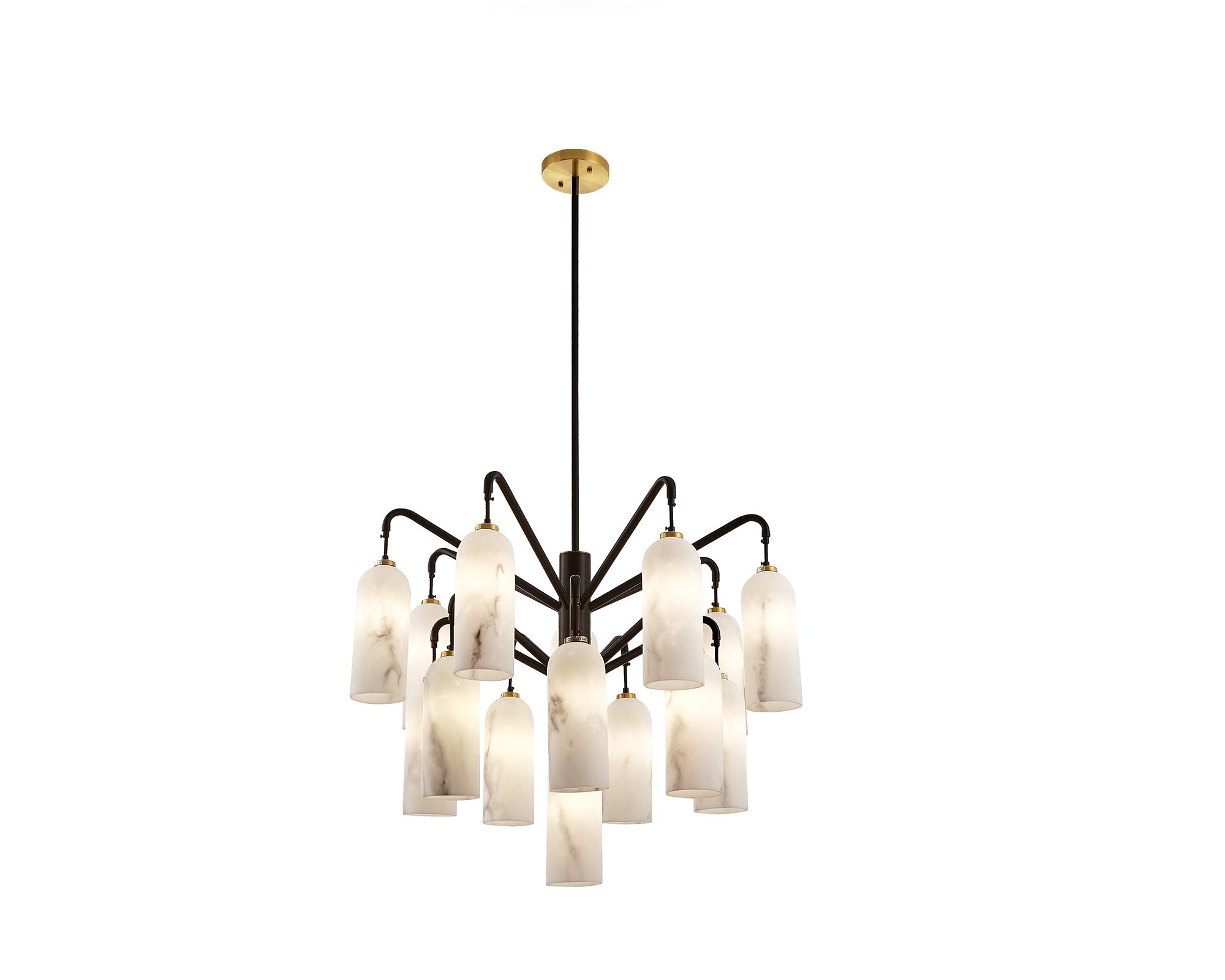 Amatti Chandelier  -   Alabaster, Black & Brass