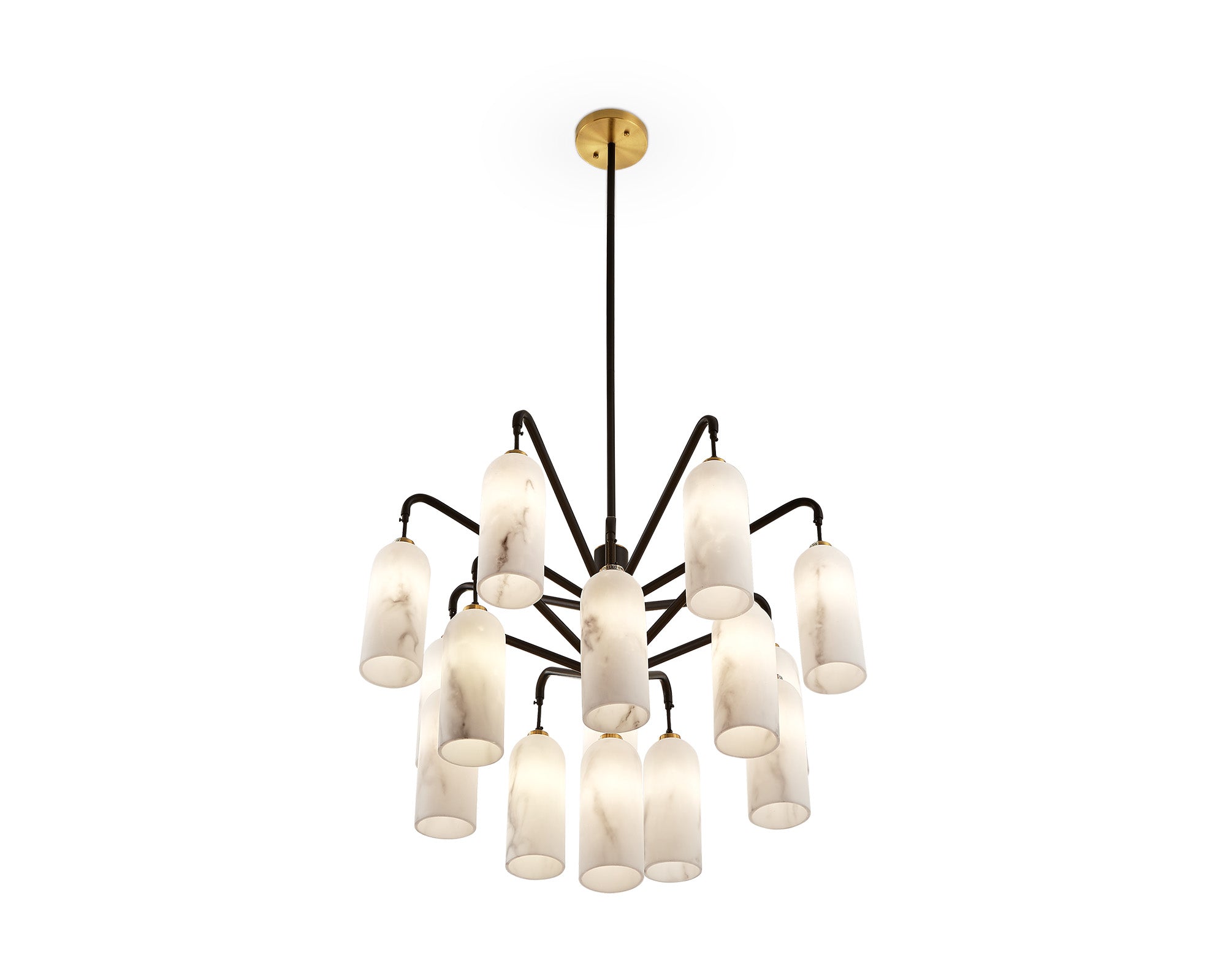 Amatti Chandelier  -   Alabaster, Black & Brass