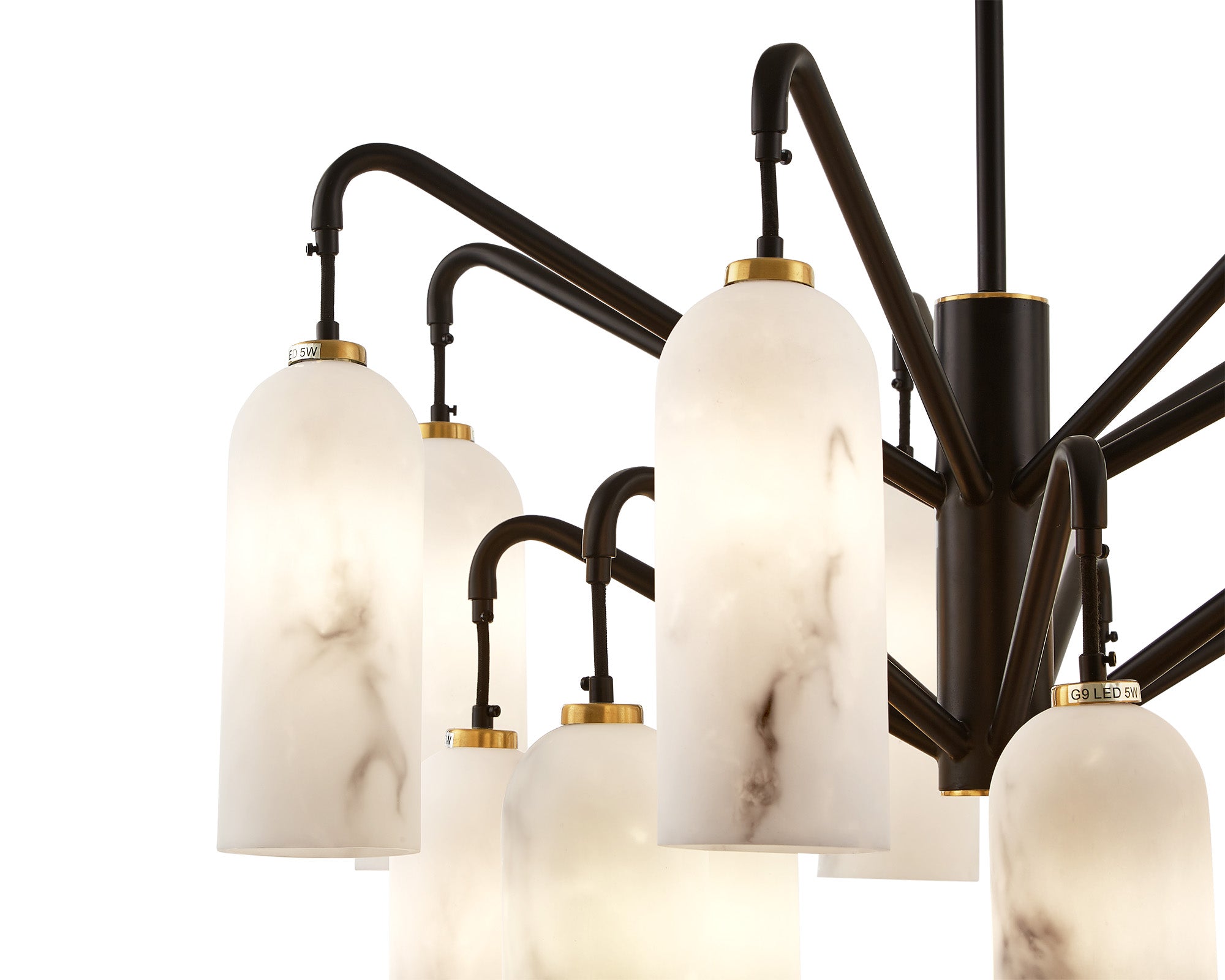 Amatti Chandelier  -   Alabaster, Black & Brass