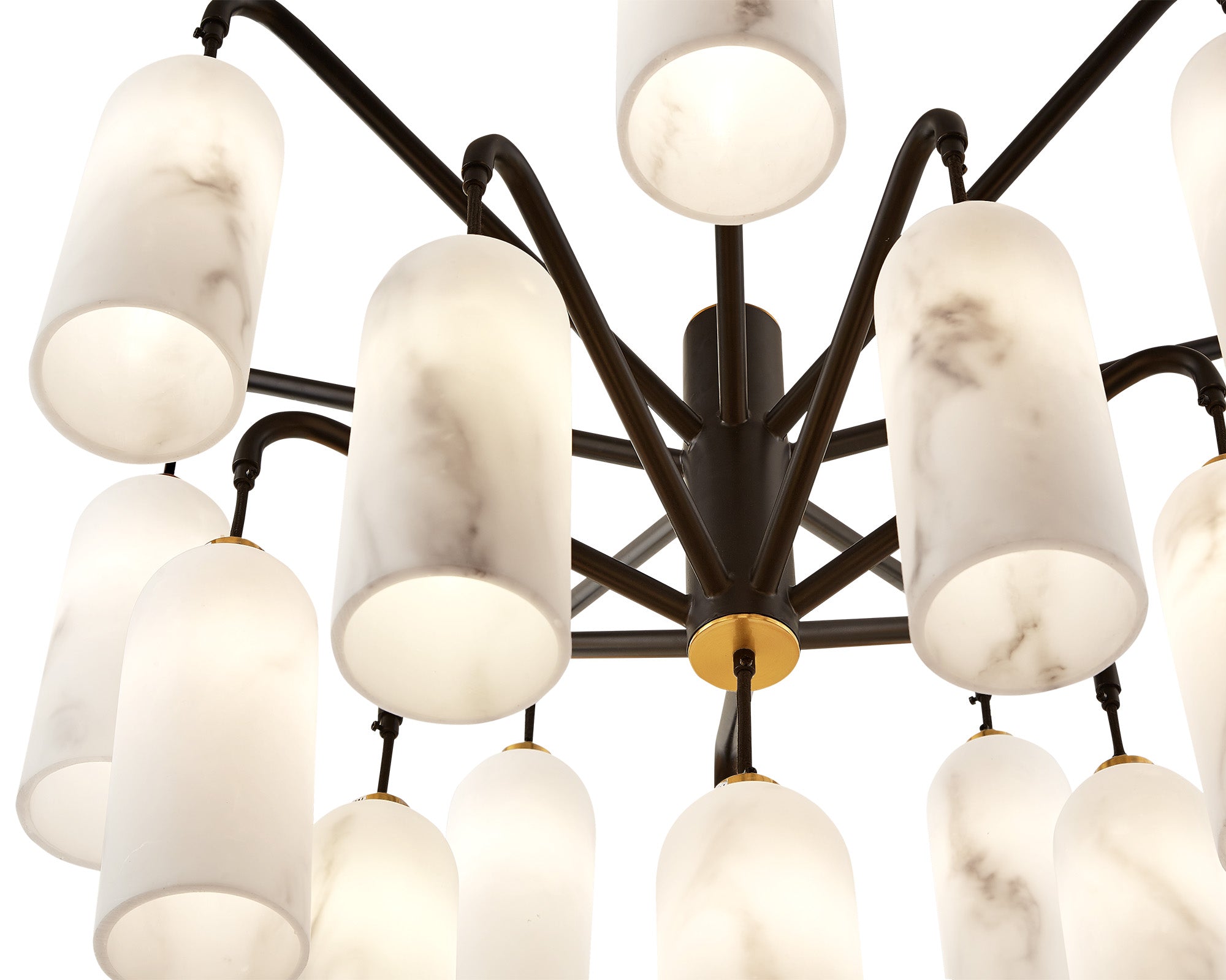 Amatti Chandelier  -   Alabaster, Black & Brass