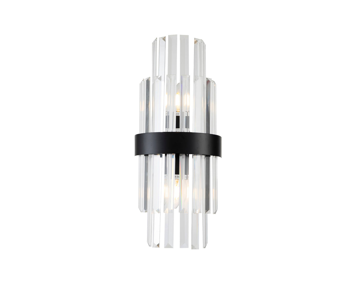Regency Wall Lamp  - Matt Black and Clear glass