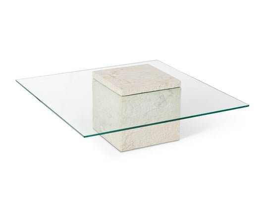 Rock Coffee Table  -  Beige Faux Marble